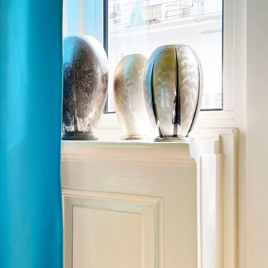 Altbauwohnung Hamburg - Industriedesign - WMF Ikora versilberte Vase, Art Deco Design Altbauwohnung Hamburg - Industriedesign - WMF Ikora versilberte Vase, Art Deco Design