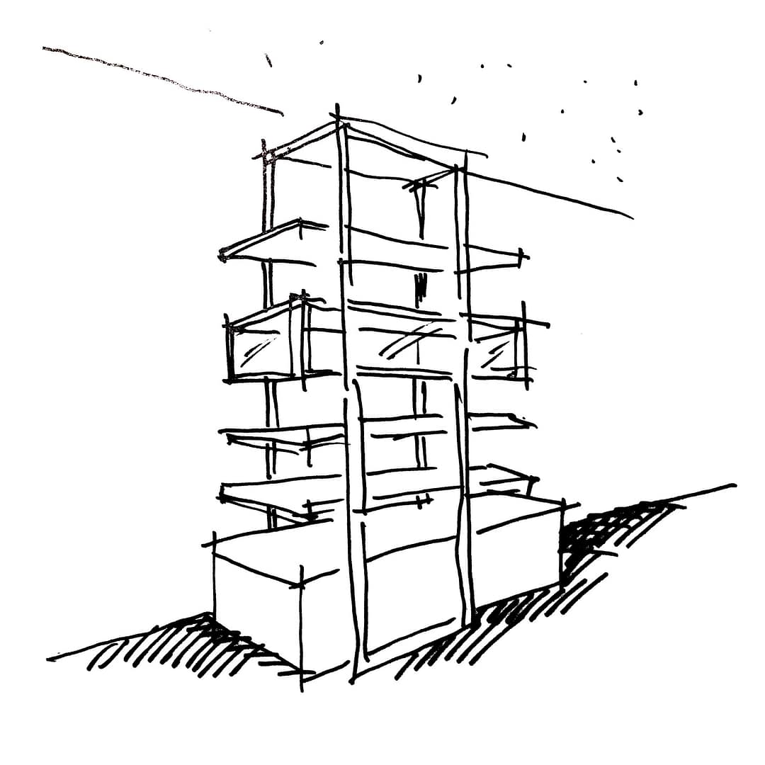 BEING BORN – Bethge im Alsterhaus: Handskizze für modulares Retail Design Handskizze eines modularen Präsentationsmöbels für den Bethge Shop-in-Shop im Alsterhaus Hamburg. Retail Design im Entwurfsprozess.